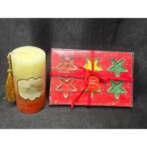 Chesapeake Bay Spiced Vanilla & Cinnamon Vanilla Mistletoe Glass Star Candles